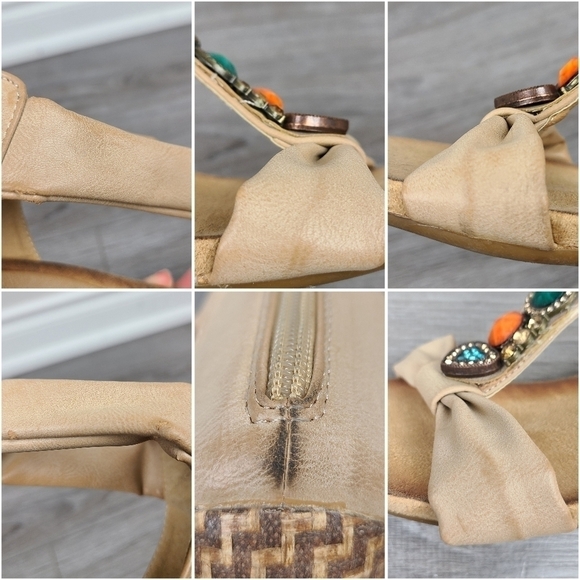 Tan Women's Casual Wedge Bohemian Jeweled Sandals Size 7.5 - Picture 16 of 17